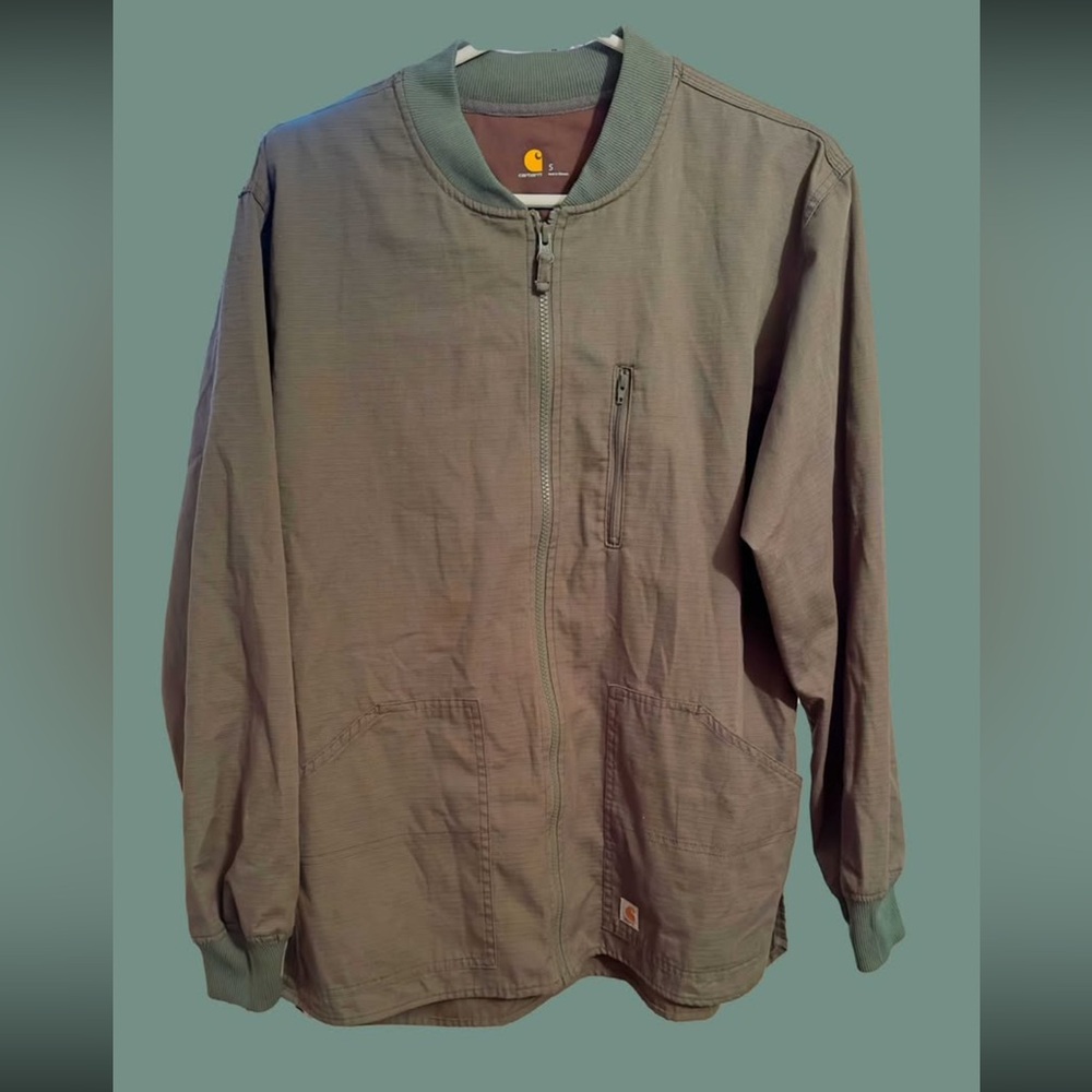 Carhartt Men's Olive Green Ripstop Warm Up Scrub Jacket Size S